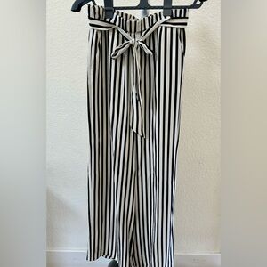 FRAME 100% Silk Striped Wide Leg Pants